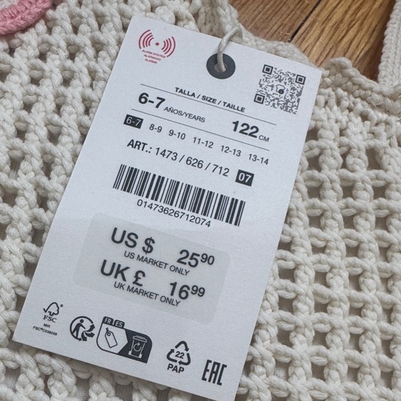 Zara Cream Crochet Set with Pink and Orange Accents - Picture 5 of 5